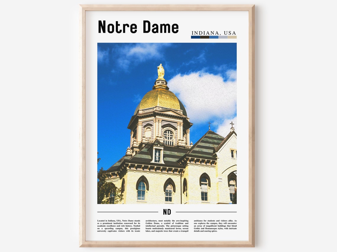 Notre Dame Poster Notre Dame Print Notre Dame Wall Art United States Photo United States Poster United States Print Travel Poster