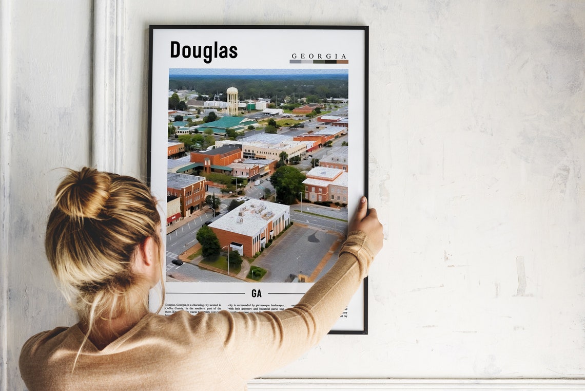 Douglas Georgia Aerial Small Town Brick Streetscape Travel Poster - Image 2