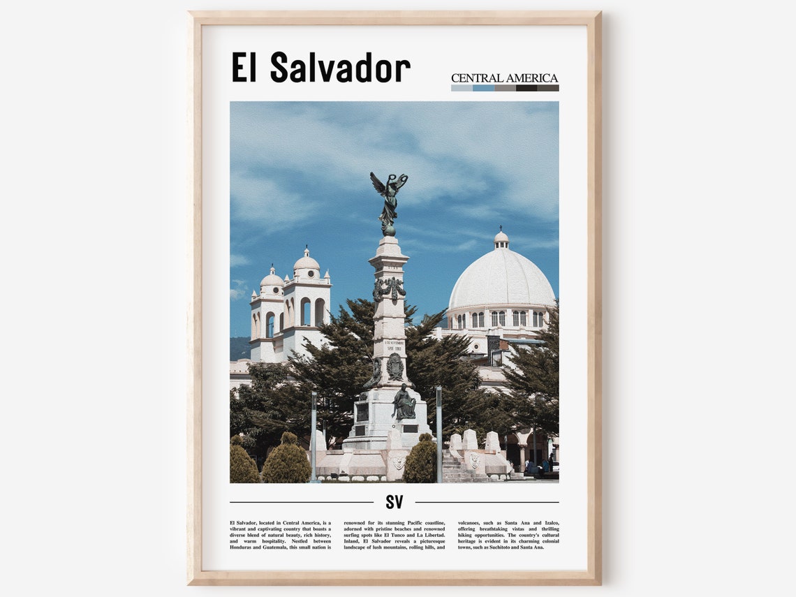 El Salvador Poster El Salvador Print El Salvador Wall Art Minimal Travel Print Travel Destination Oil Painting Poster