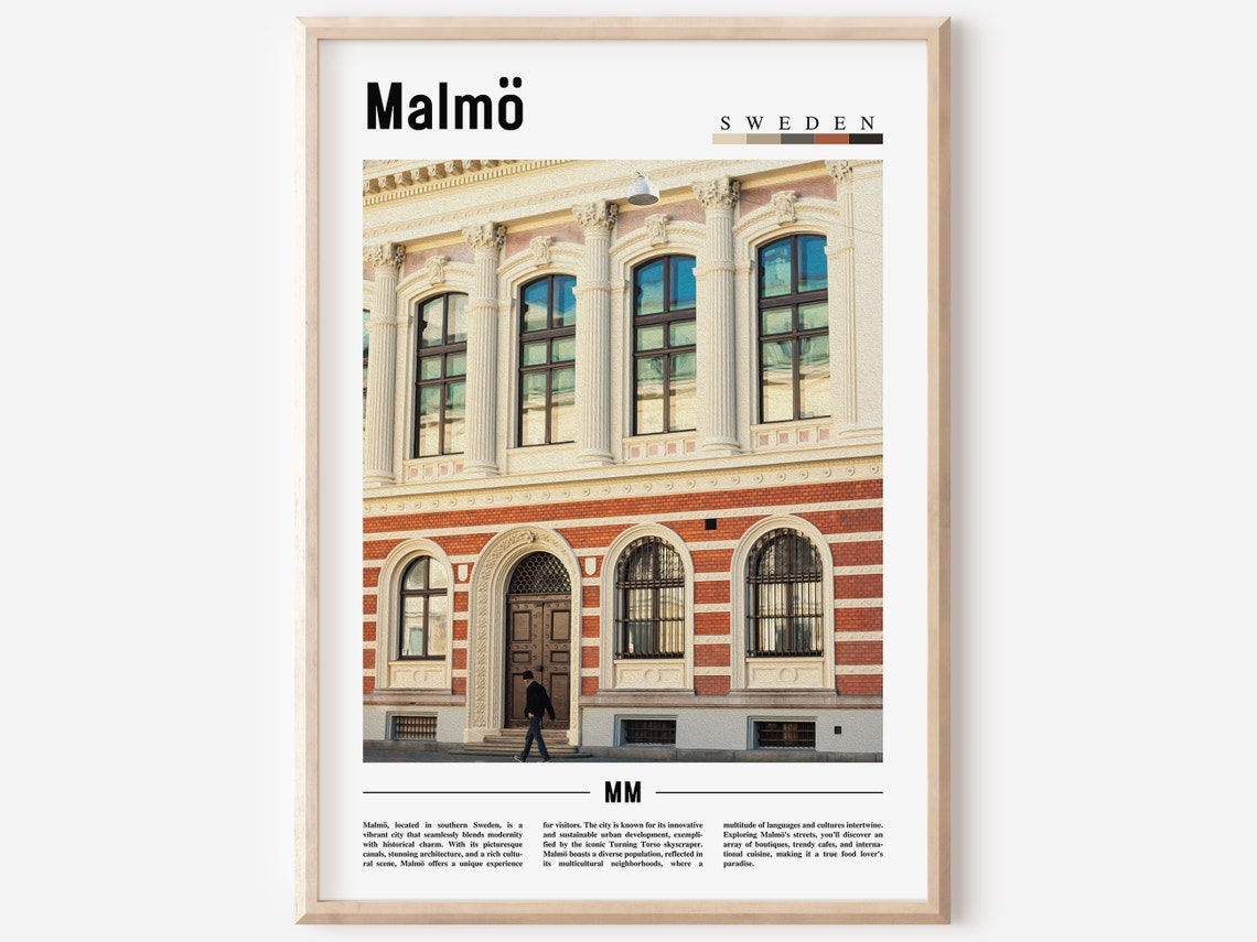 Malmo Sweden Historic Brick Facade Ornate Architecture Travel Poster