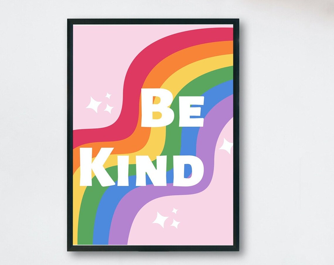 Be Kind Rainbow Pride Art Print, Gay Pride Flag - Image 3