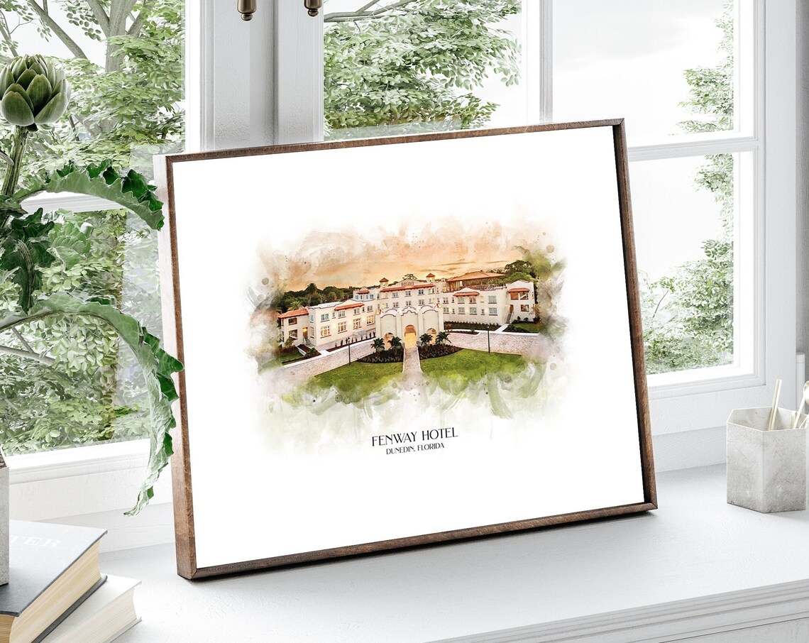 Personalized Wedding Venue Sketch, Anniversary Art Print