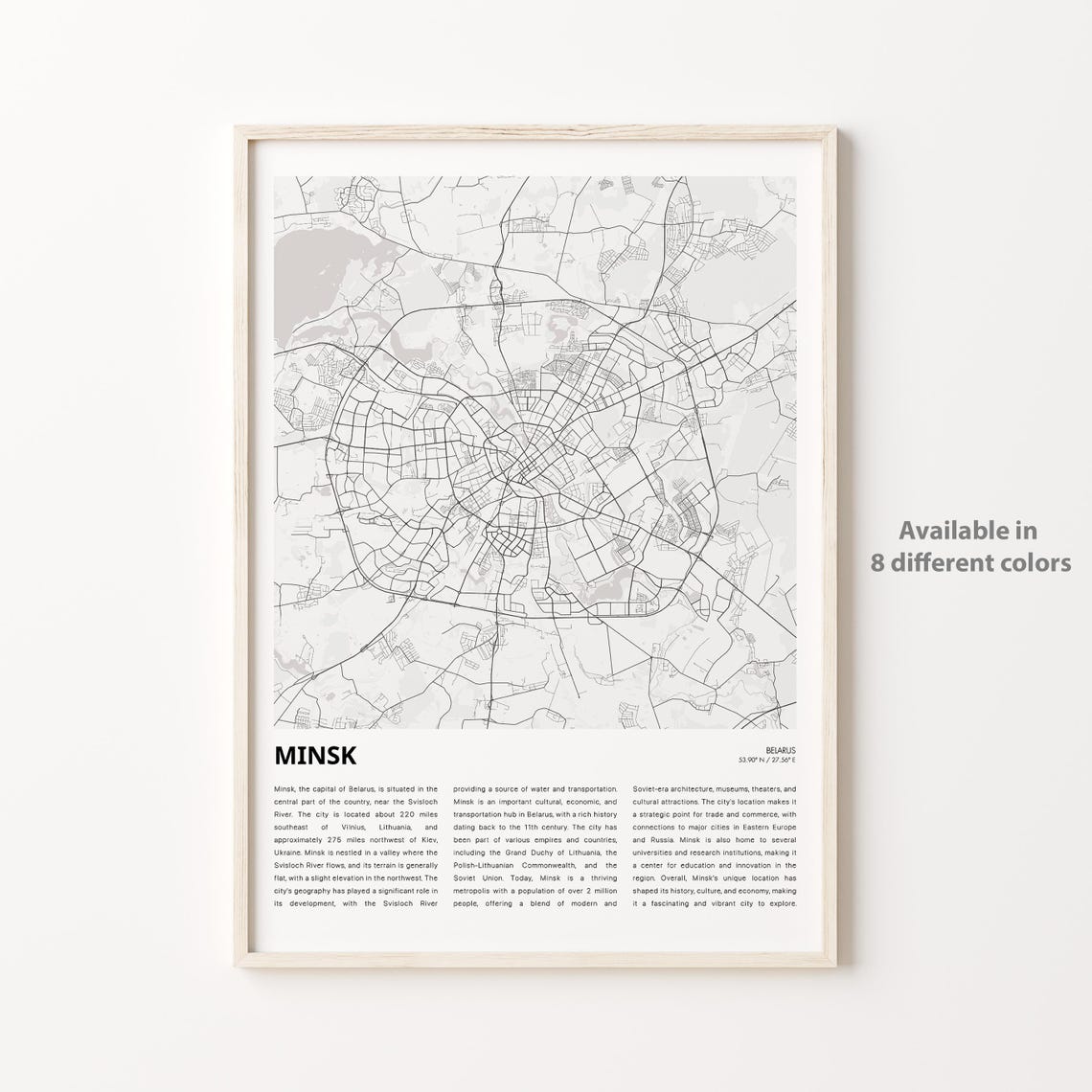 Minsk Map Print Travel Wall Decor Art Housewarming Gift