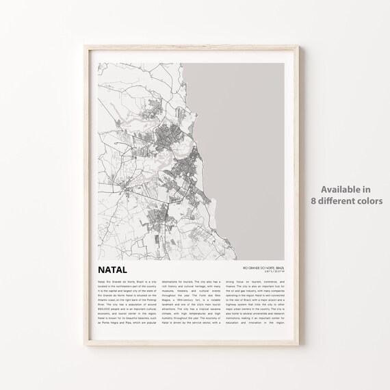 Natal Rio Grande do Norte Brazil Coastal Street Map Travel Poster