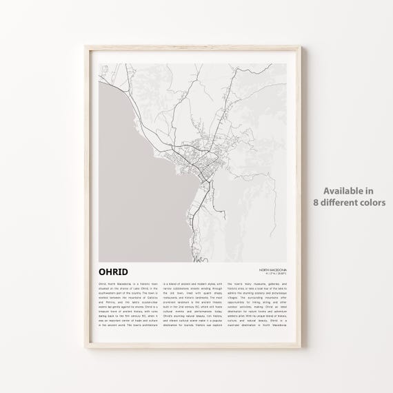 Ohrid North Macedonia Minimalist City Street Map Travel Poster