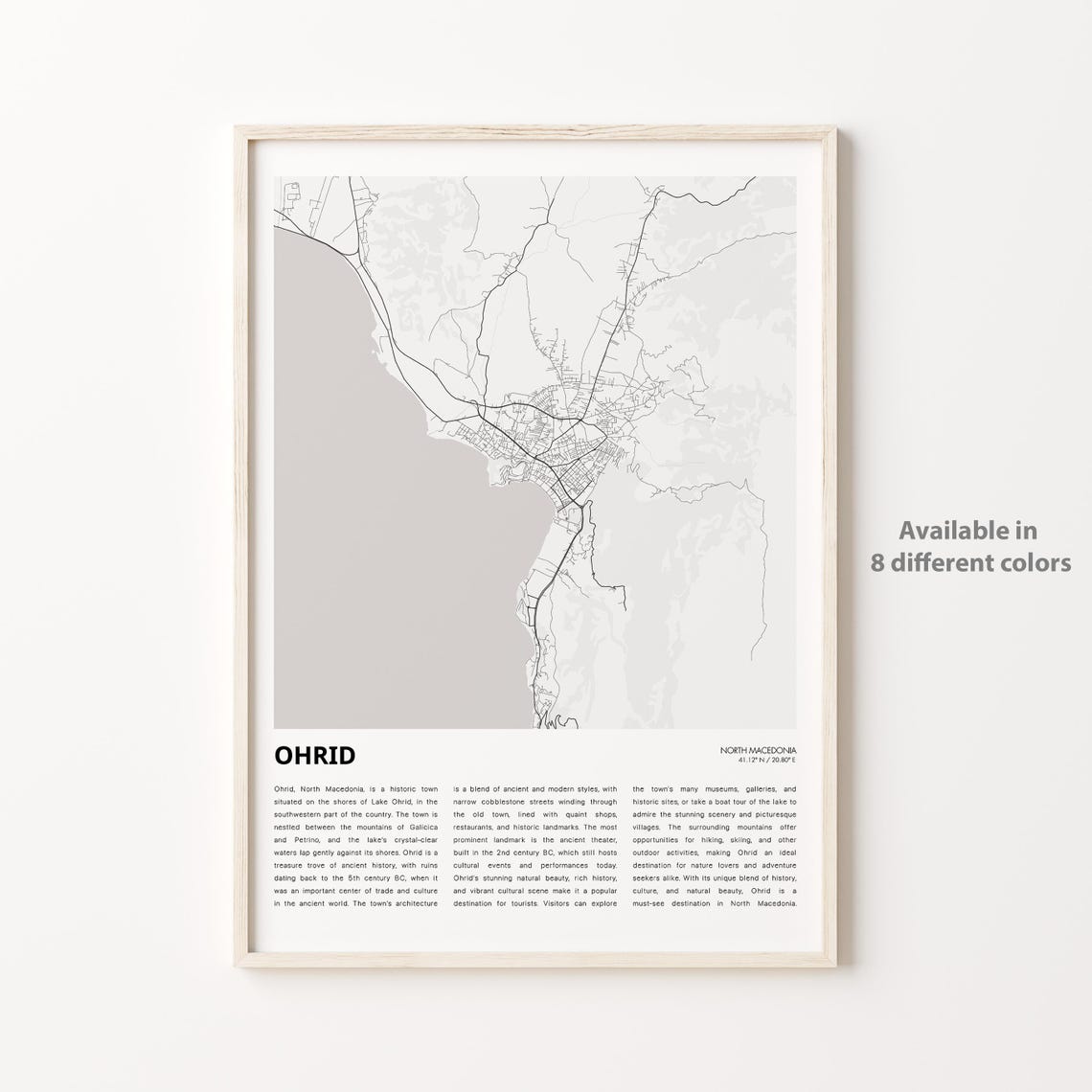 Ohrid North Macedonia Minimalist City Street Map Travel Poster