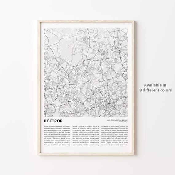 Bottrop Map Print Travel Wall Decor Art North Rhinewestphalia Housewarming Gift