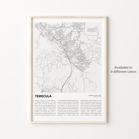Temecula California Minimalist City Street Map Line Art Decor Poster