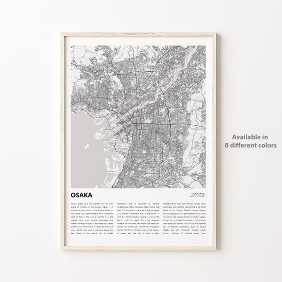 Osaka Map Print Travel Wall Decor Art Housewarming Gift