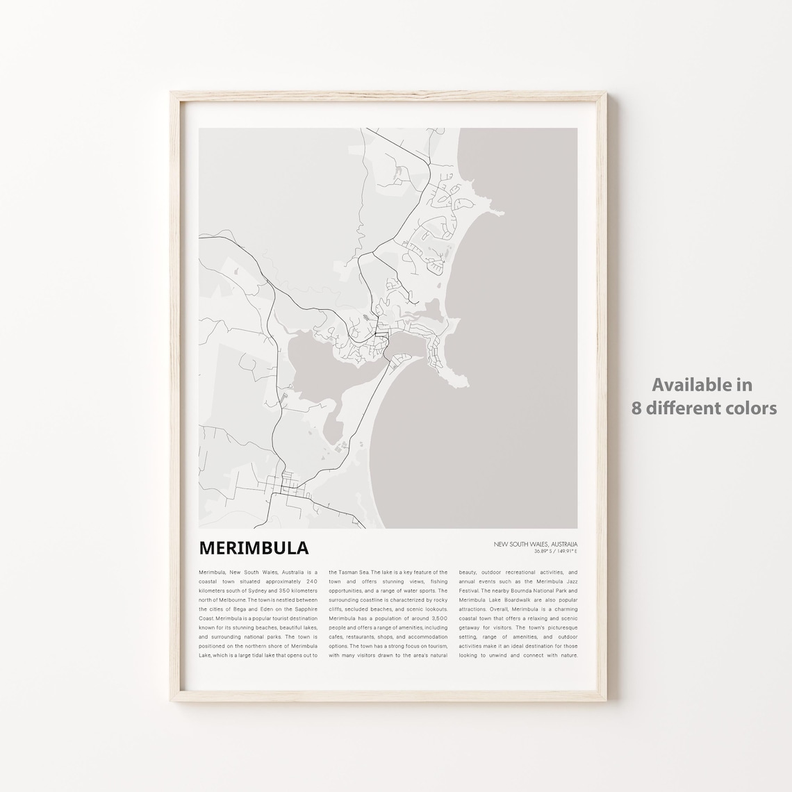 Merimbula New South Wales Minimalist City Street Map Art Print