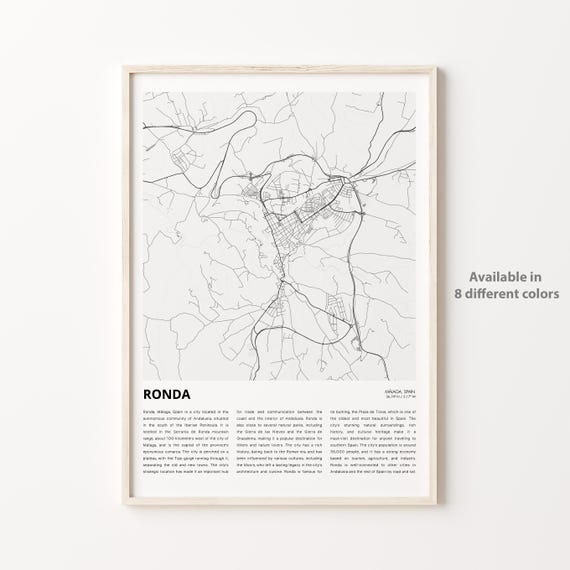 Ronda Malaga Spain Minimalist City Map Poster With Coordinates And Region Detail
