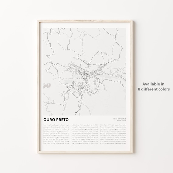 Ouro Preto Minas Gerais Brazil City Map History Text Decor Poster
