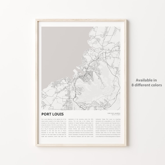 Port Louis Mauritius Minimalist Capital City Street Map Poster