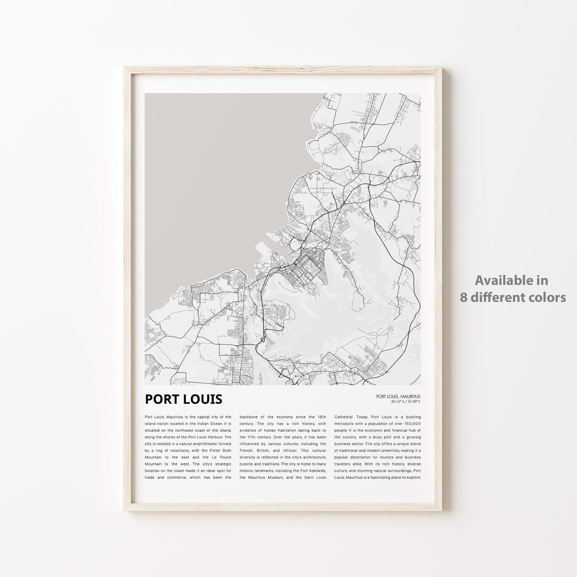 Port Louis Mauritius Minimalist Capital City Street Map Poster