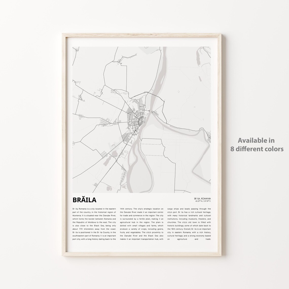 Braila Romania Minimalist Street Map Poster with City Description