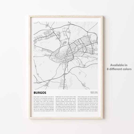 Burgos Map Print Travel Wall Decor Art Housewarming Gift