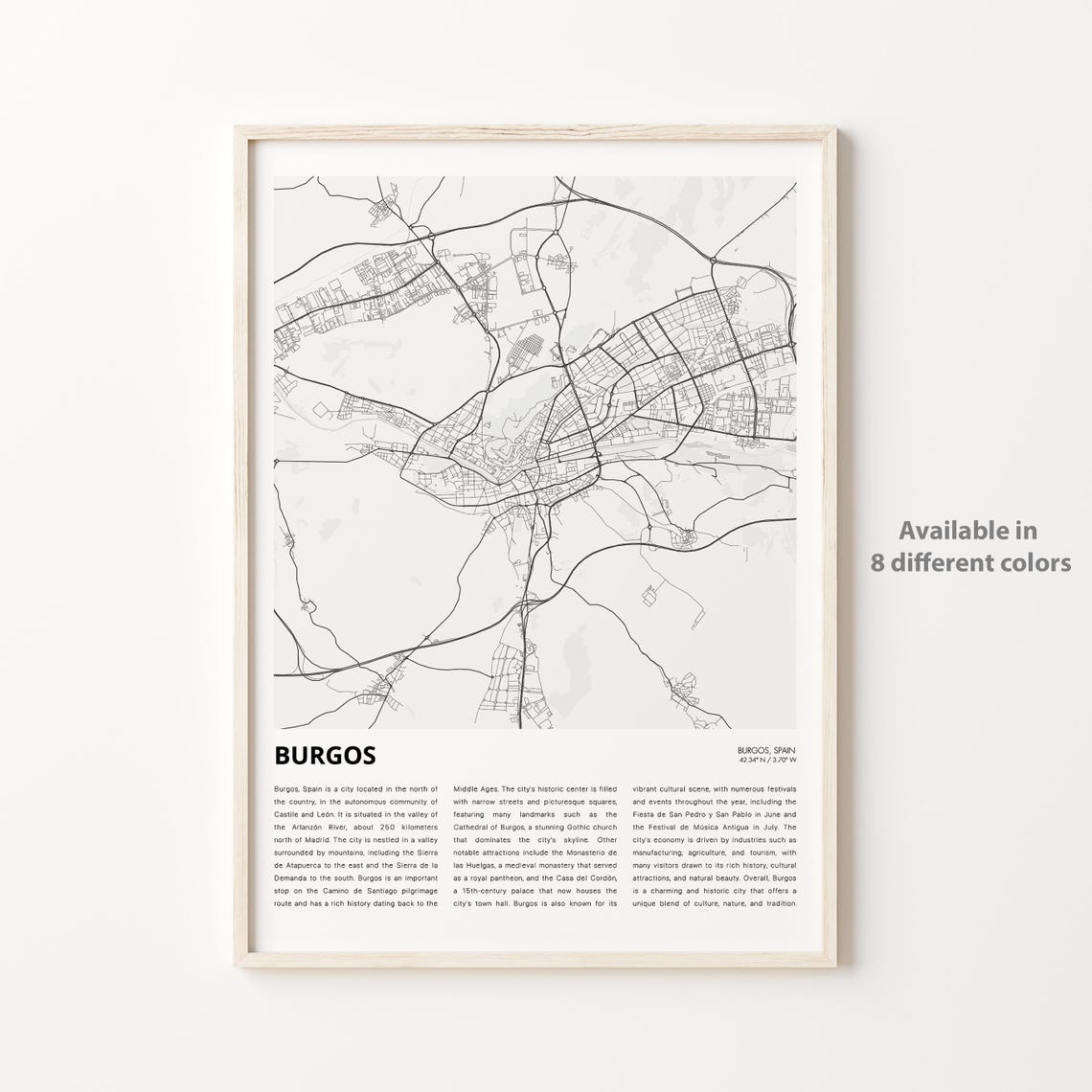 Burgos Map Print Travel Wall Decor Art Housewarming Gift