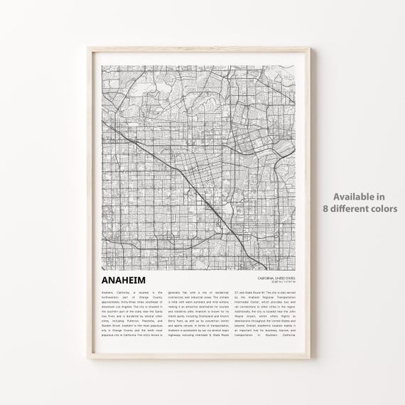 Anaheim Map Print Travel Wall Decor Art Housewarming Gift Personalized Poster