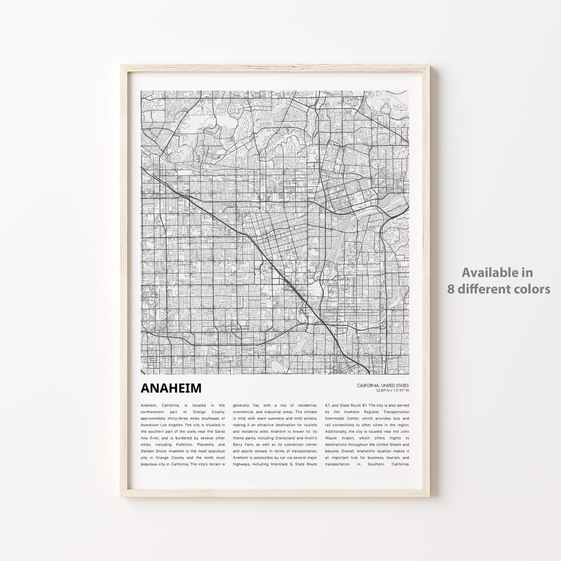 Anaheim Map Print Travel Wall Decor Art Housewarming Gift Personalized Poster