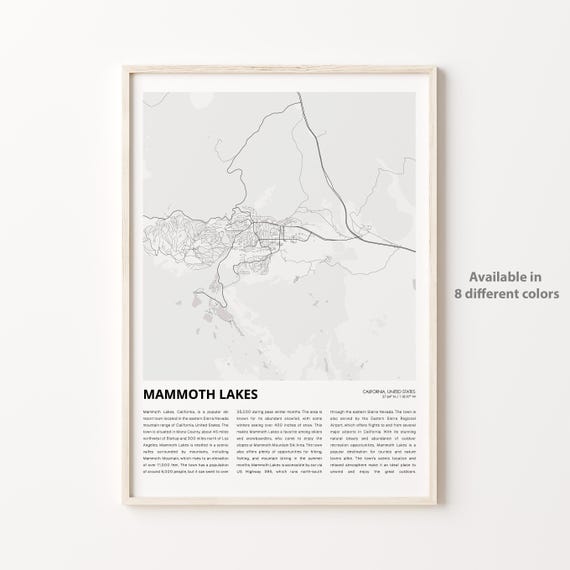 Mammoth Lakes Map Print Travel Wall Decor Art Housewarming Gift