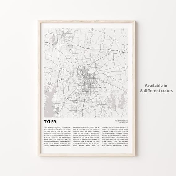 Tyler Texas Minimalist City Map With City Guide Travel Poster