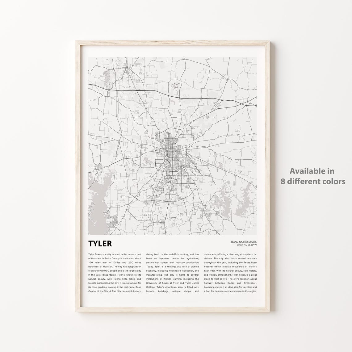 Tyler Texas Minimalist City Map With City Guide Travel Poster