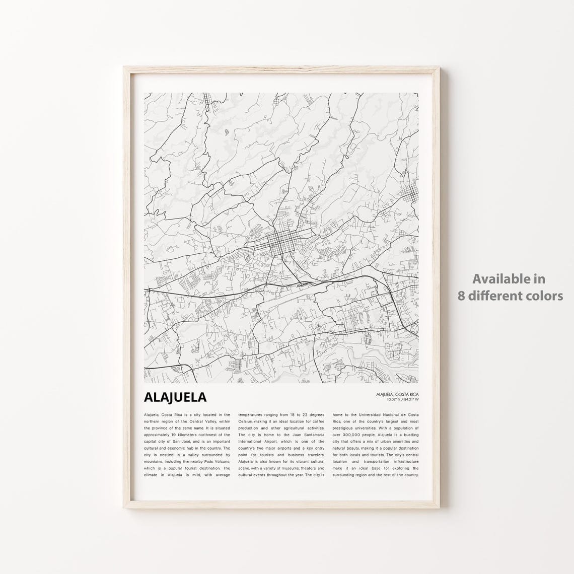 Alajuela Map Print Travel Wall Decor Art Housewarming Gift Poster Minimal