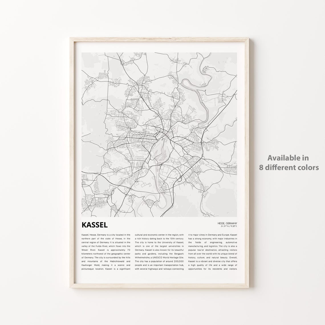 Kassel Map Print Travel Wall Decor Art Hesse Housewarming Gift