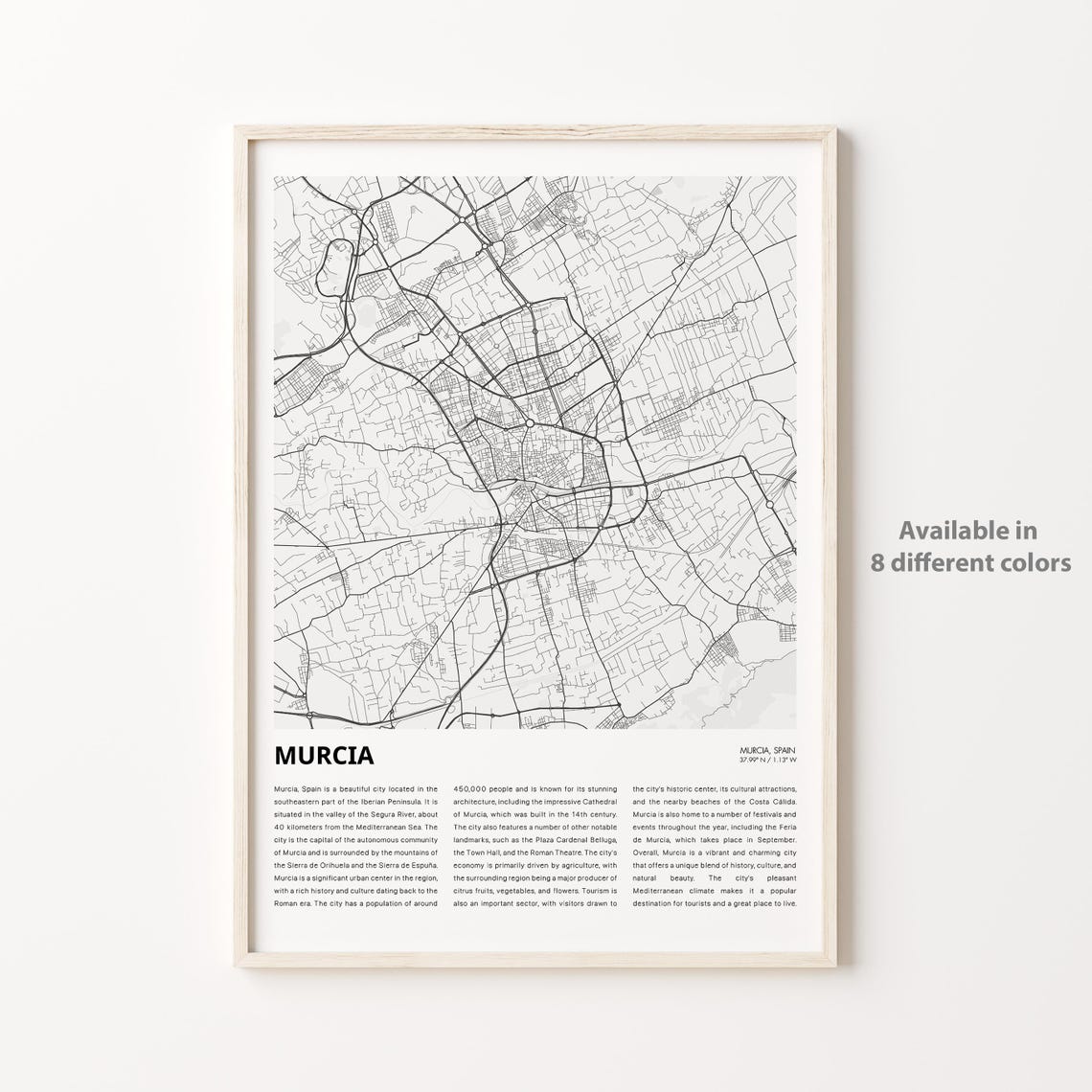 Murcia Map Print Travel Wall Decor Art Housewarming Gift