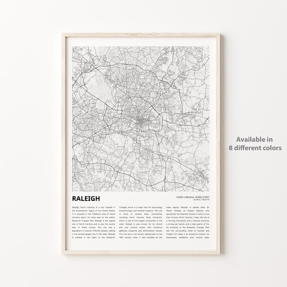 Raleigh North Carolina Capital Minimalist City Map Travel Poster