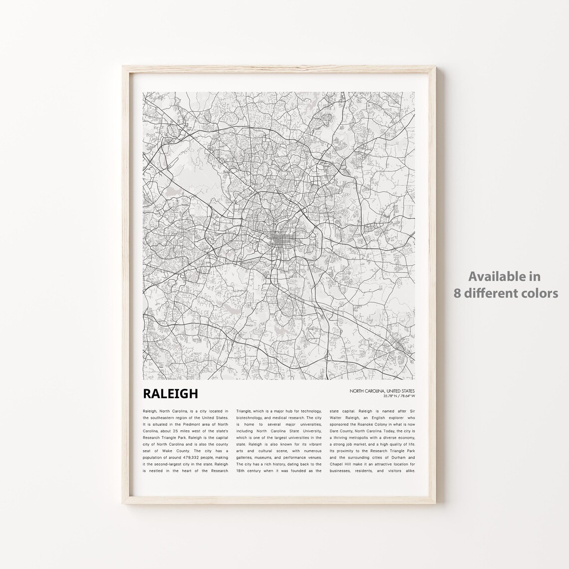 Raleigh North Carolina Capital Minimalist City Map Travel Poster