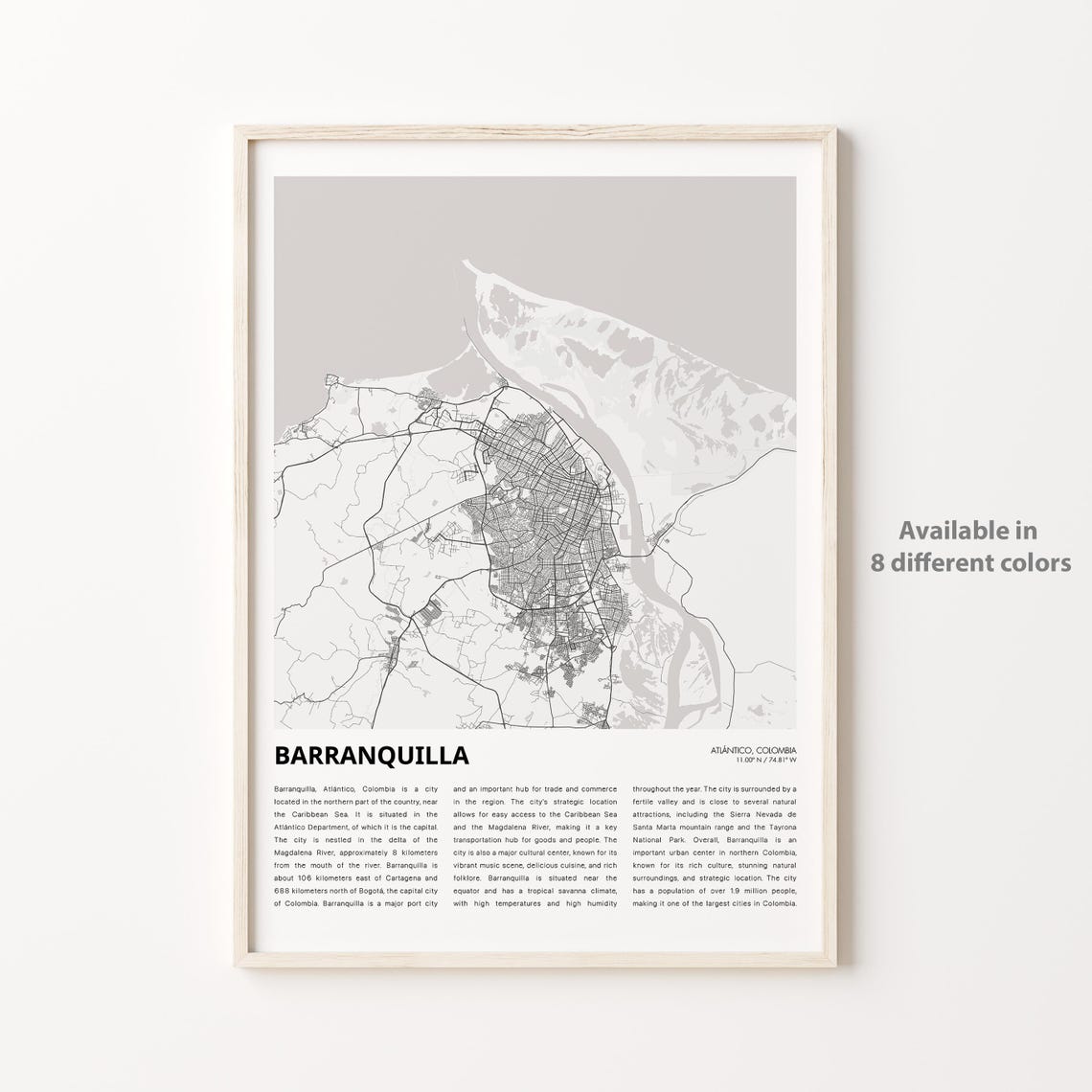 Barranquilla Map Print Travel Wall Decor Art Atlntico Housewarming Gift Personalized