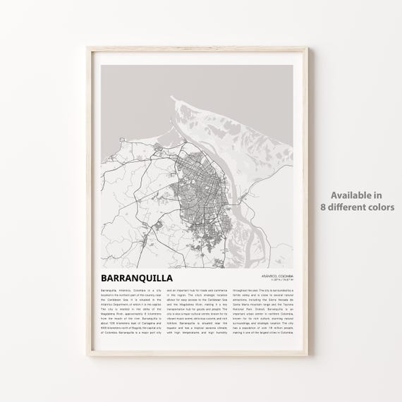 Barranquilla Map Print Travel Wall Decor Art Atlntico Housewarming Gift Personalized