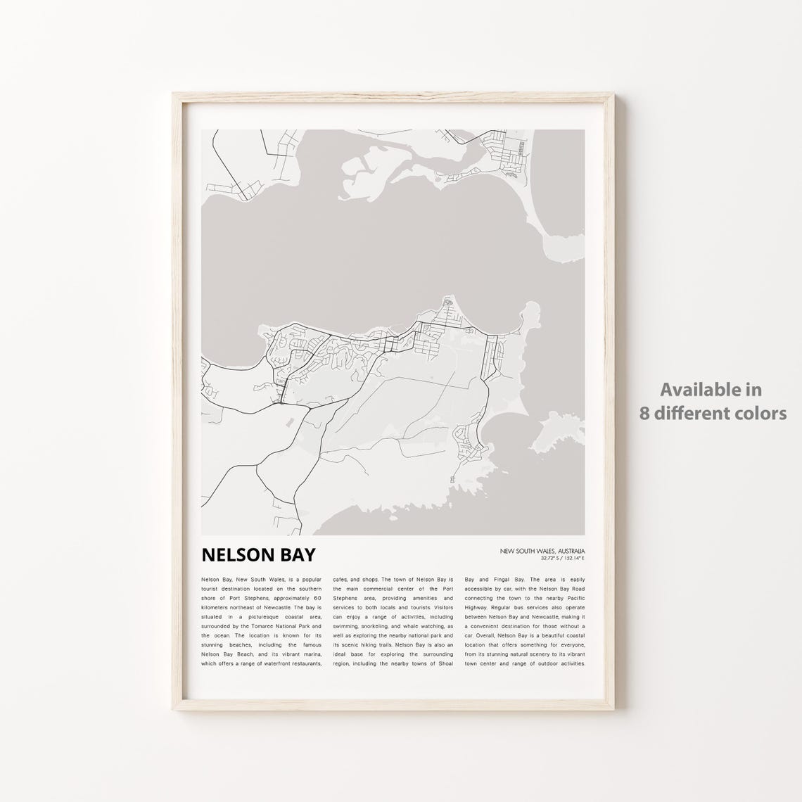 Nelson Bay New South Wales Australia Minimalist Coastal Map Poster
