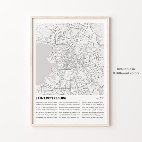 Saint Petersburg Minimalist City Map Street Art Travel Poster