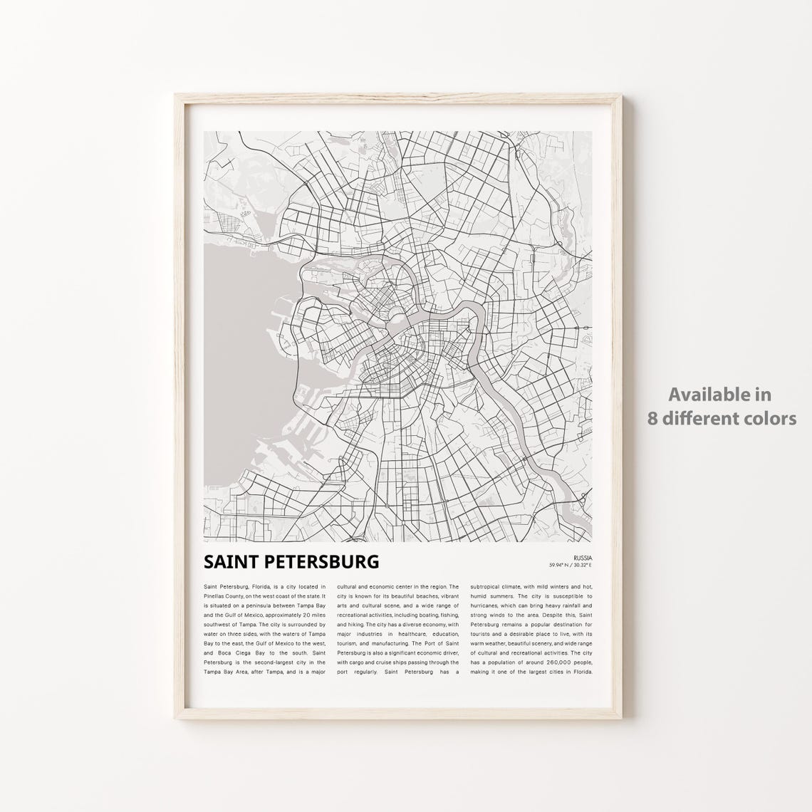 Saint Petersburg Minimalist City Map Street Art Travel Poster