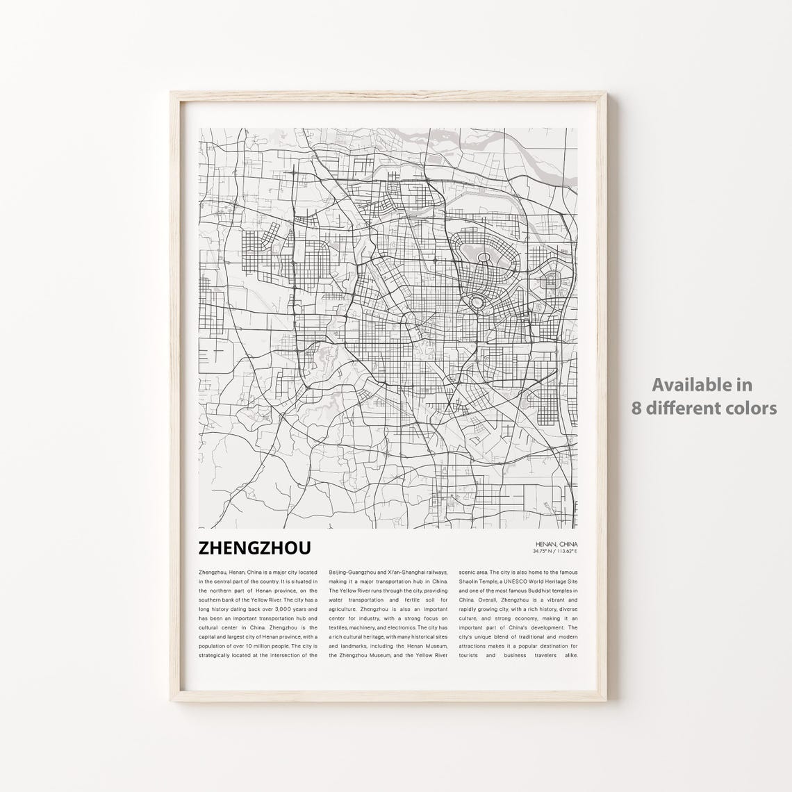 Zhengzhou Henan China Minimalist City Map With Coordinates Poster