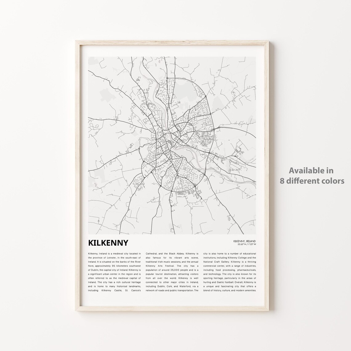 Kilkenny Ireland Minimalist City Map Grayscale Travel Art Poster
