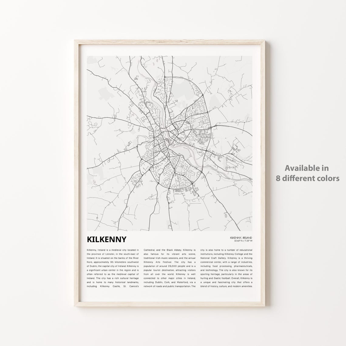 Kilkenny Map Print Travel Wall Decor Art Housewarming Gift