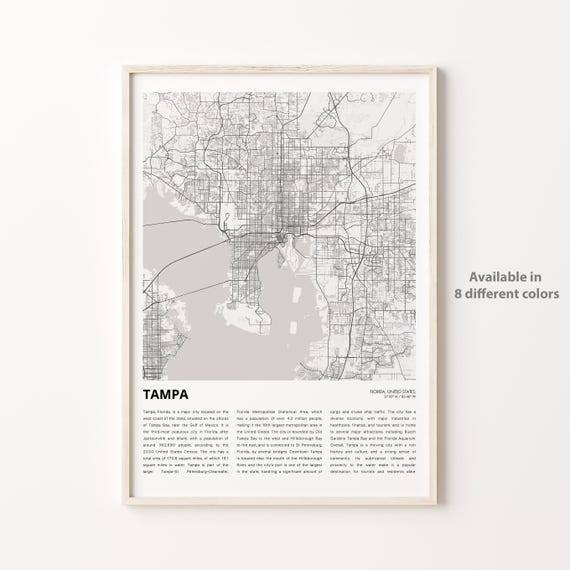Tampa Map Print, Florida Travel Poster