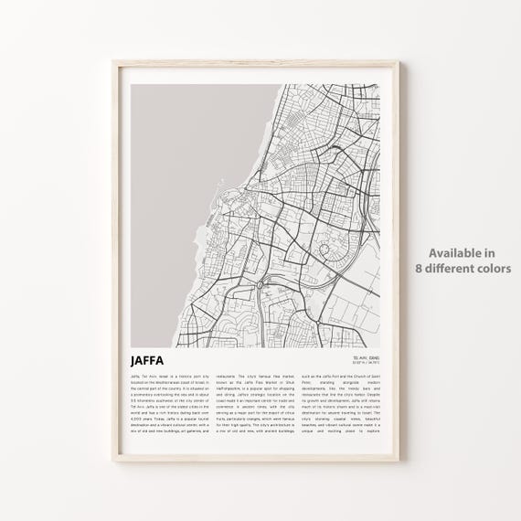 Jaffa Map Print Travel Wall Decor Art Tel Aviv Housewarming Gift
