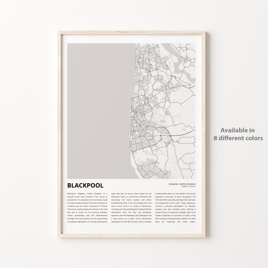 Blackpool Map Print Travel Wall Decor Art England Housewarming Gift