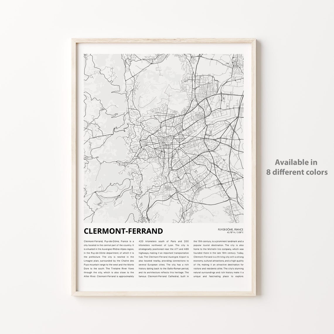 Clermont-Ferrand France Minimalist City Map Line Art Travel Poster