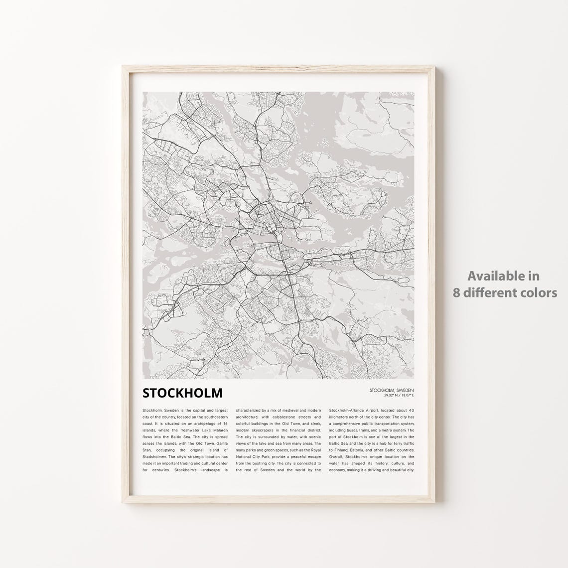Stockholm Sweden Minimalist Archipelago City Map Poster for Travelers