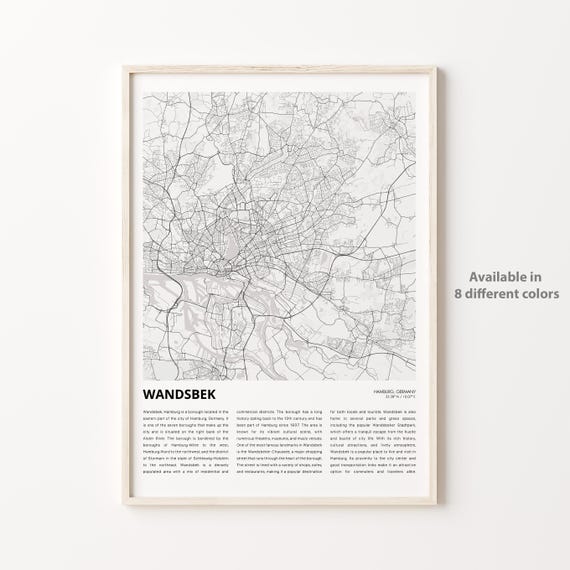 Wandsbek Hamburg Germany Minimalist Black and White City Map Art Print