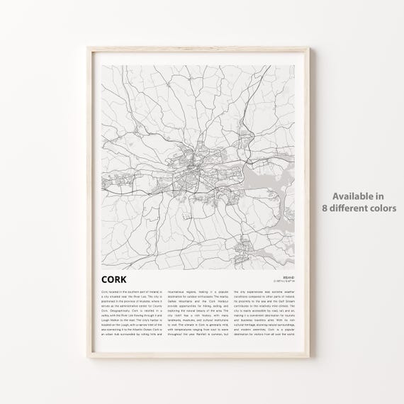 Cork Map Print Travel Wall Decor Art Housewarming Gift