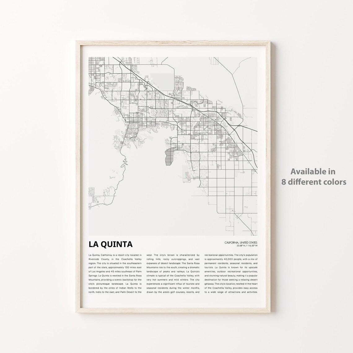 La Quinta California Detailed City Street Map Poster with City Profile