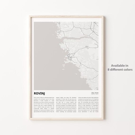 Rovinj Istria Croatia Coastal Town Minimalist Map Art Poster