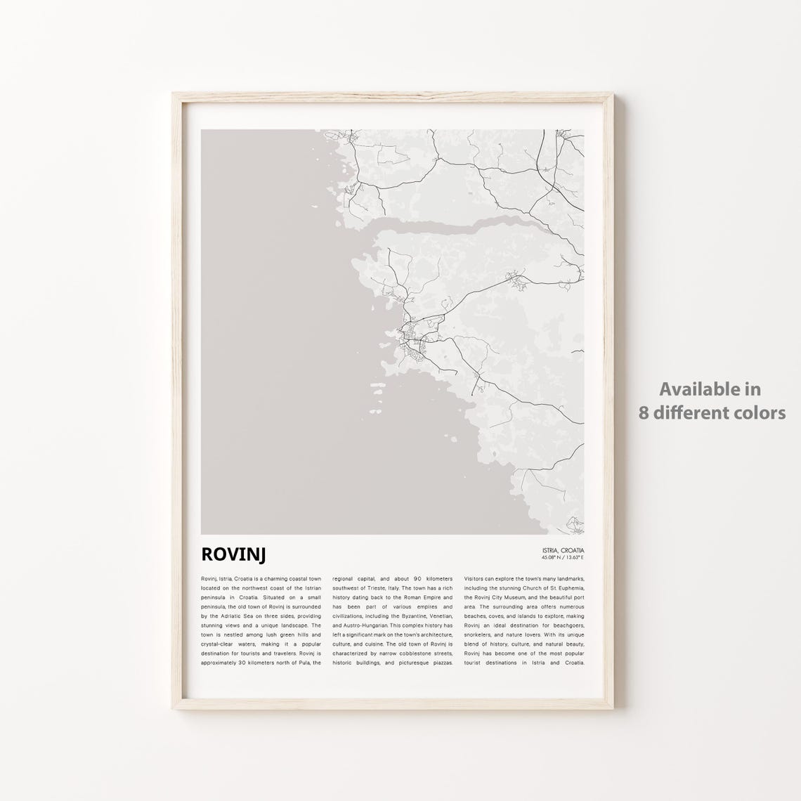 Rovinj Istria Croatia Coastal Town Minimalist Map Art Poster
