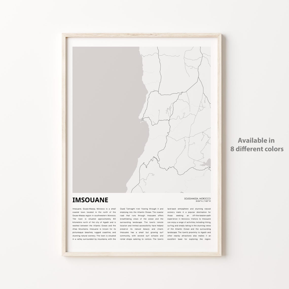 Imsouane Map Print Travel Wall Decor Art Soussmassa Housewarming Gift